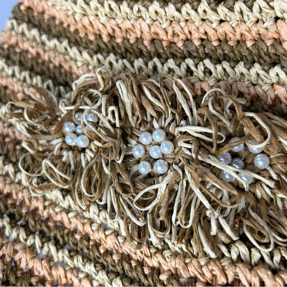 Jhats Beach Sun Floppy‎ Straw Hat Neutral Colors OSFA